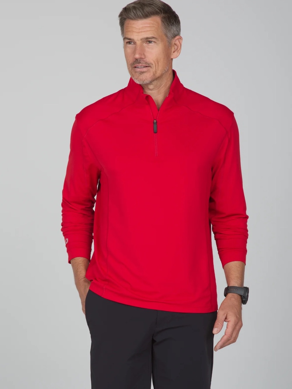 IBKUL Men's Long Sleeve Mock Neck Red UPF 50+ Shirt Size‎ Small